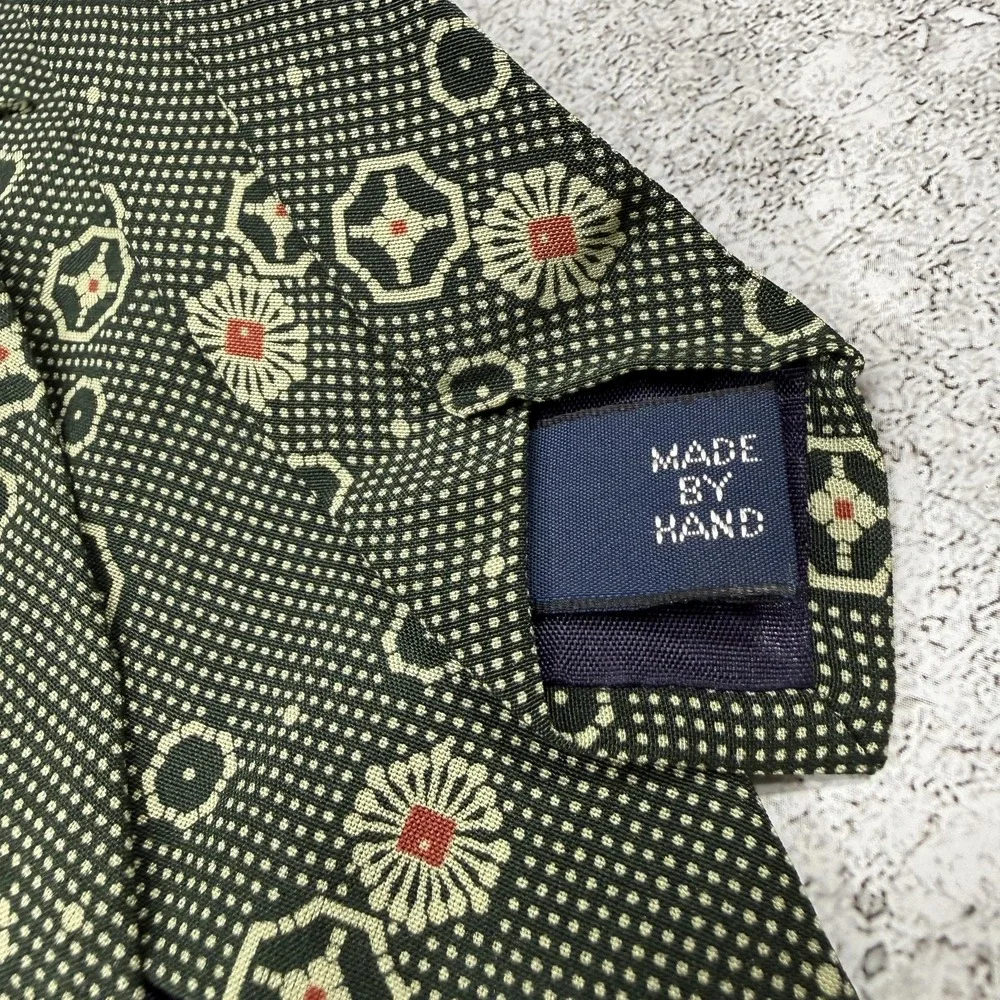 Polo Ralph‎ Lauren Silk Tie Mens One Size Green Geometric Made In Italy Necktie